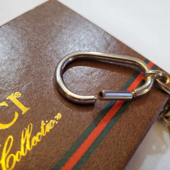 GUCCI Vintage Interlocking GG Logo Two Tone Bag Charm Key Ring Key Chain - Picture 16 of 16